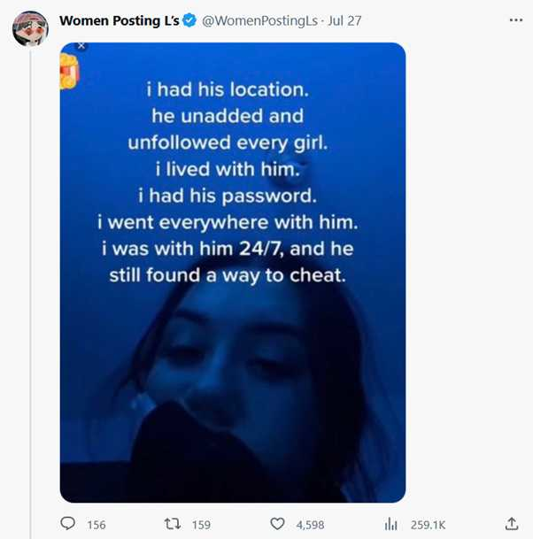 Tweet of a women's relationship with her man