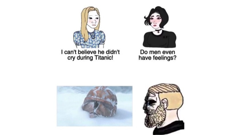 Meme claiming men have no feelings