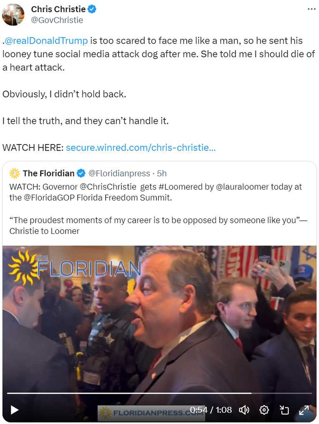 LOOMERED: Chris Christie Confronted by Laura Loomer at Florida Freedom Summit