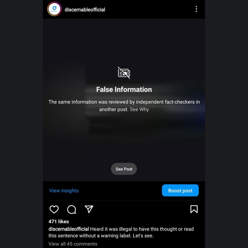 Shared post Banned sentences on IG